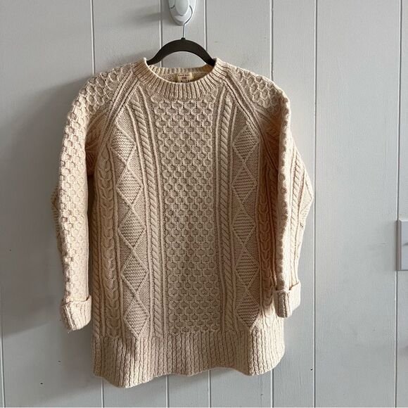 Hand Knit Fisherman Cable Knit Chunky Wool Sweater - Picture 1 of 8
